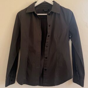 Madewell Gray Button-Front Collared Shirt